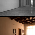 Living room, before and after restoration