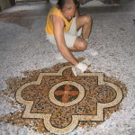 Internal view, floor in Venetian style during restoration