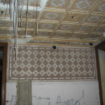 Particolare, soffitto cassettonato prima del restauro